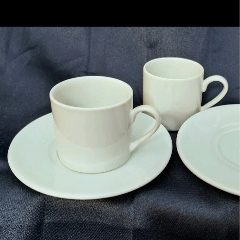 2 Kurukahveci Mehmet Efendi Porcelain Turkish Coffee Demitasse Cups Saucers Pair